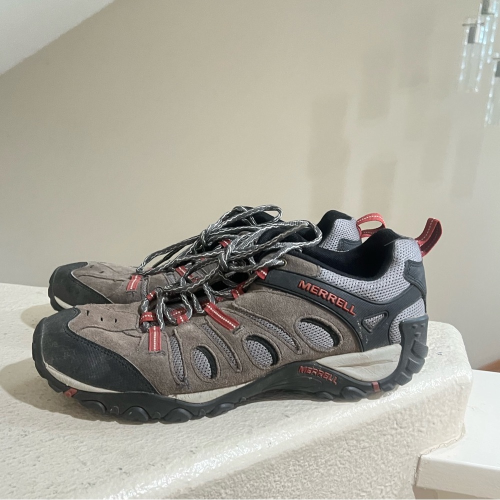 MERRELL CrossLander Vent Hiking Shoes Gray Suede Mesh Low Trail Sneakers men 11